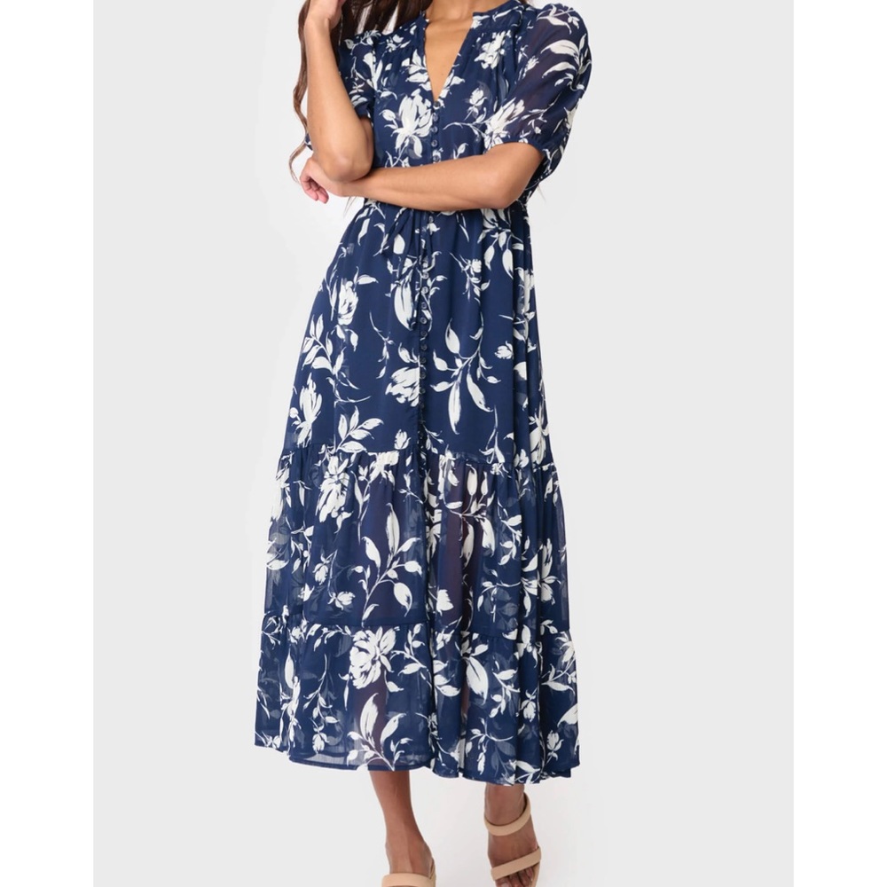 NWOT Gibsonlook Kira Drawstring Midi Dress S